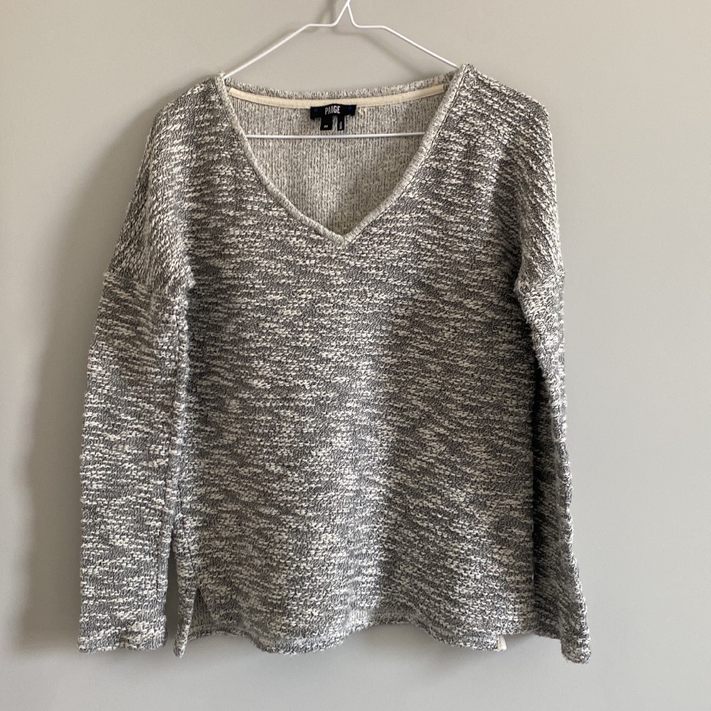 Paige Martine Slub Knit V-neck Marled Pullover Sweater Sz Medium
